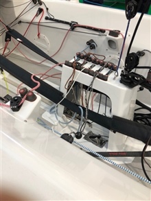 General view of console on Bill Chard's boat at the 2019 Dinghy Show