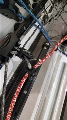 Innovative twin jib track system, with one track mounted inboard, on GBR4073 at the 2020 dinghy show - View 3