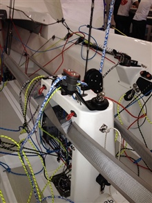 Another view of the upside-down cleat on main jammer on Charles Apthorpe's boat